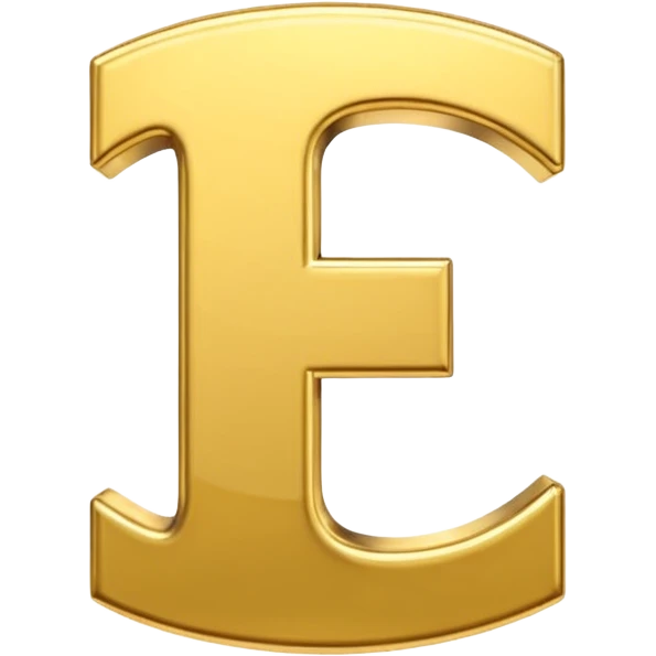 Symbole de currency en or en forme de lettre F précise, seul, 3D, brillant, style emoji simple et lisible sur fond uni. pas une autre lettre emoji