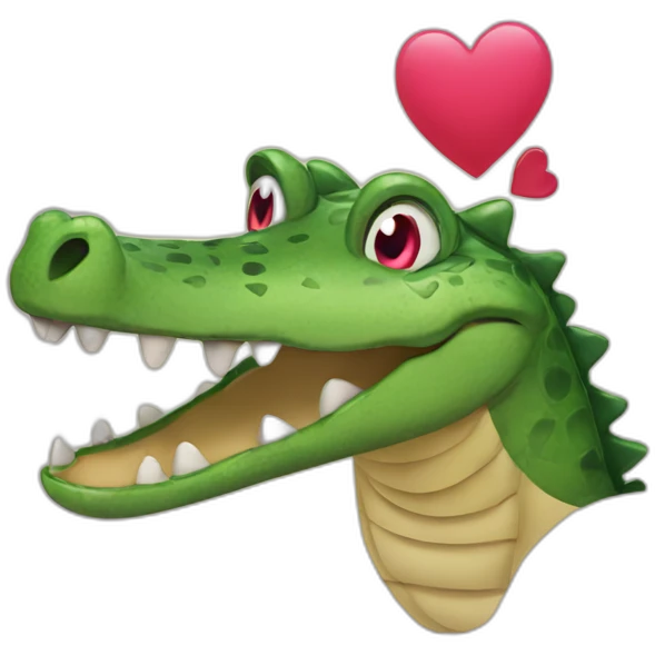 crocodile with hearts instead of eyes emoji