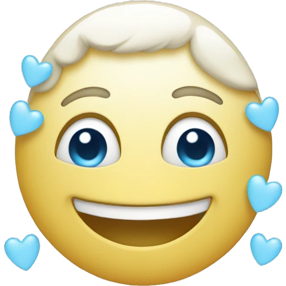 smiling face with light blue hearts emoji