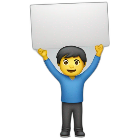 person holding a sign above his head emoji