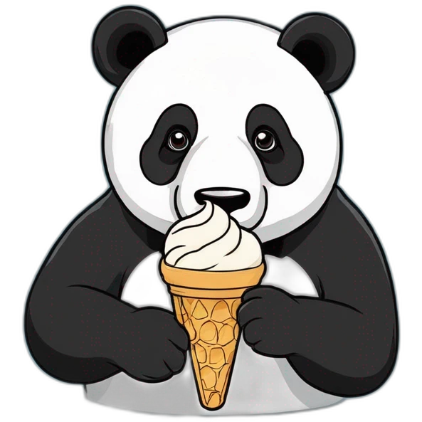 Panda eating ice cream emoji