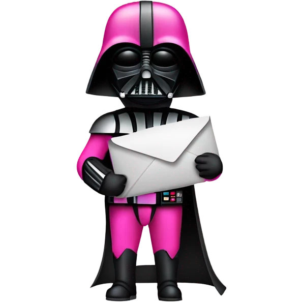 darth vader in all pink suit and pink helmet holding email envelope with one hand  emoji