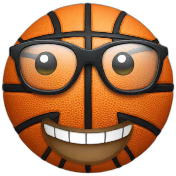 Basketball-with-mouth-and-glasses emoji