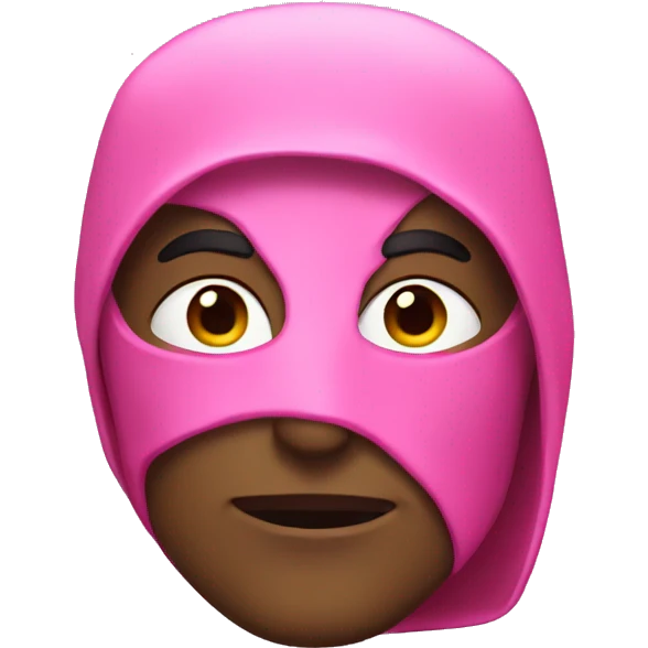 male superhero, with pink facial hood emoji