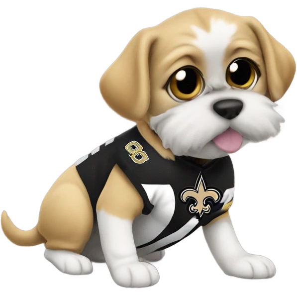 Dog wear New Orleans saints gear kicking a cat wearing Atlanta falcons gear  emoji