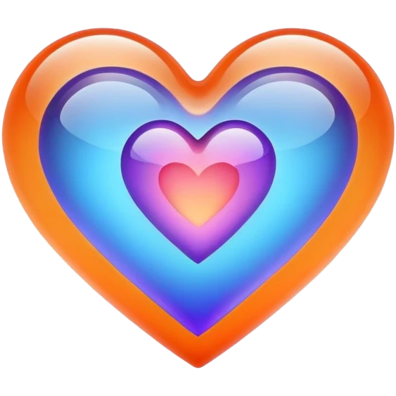 glowing matte orange purple blue transparent heart emoji