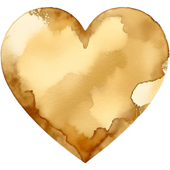 minimalist watercolor heart icon, monochromatic gold washes, soft bleeding edges, on textured white paper, serene and emotional, perfect for app icon, transparent background, flat lay --style raw --stylize 150 emoji