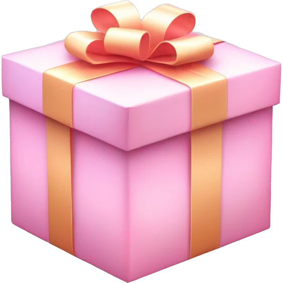 Gift Box Emoji "A pastel pink gift box with a glowing ribbon, shimmering wrapping paper, and a subtle ma & I glow around it." emoji