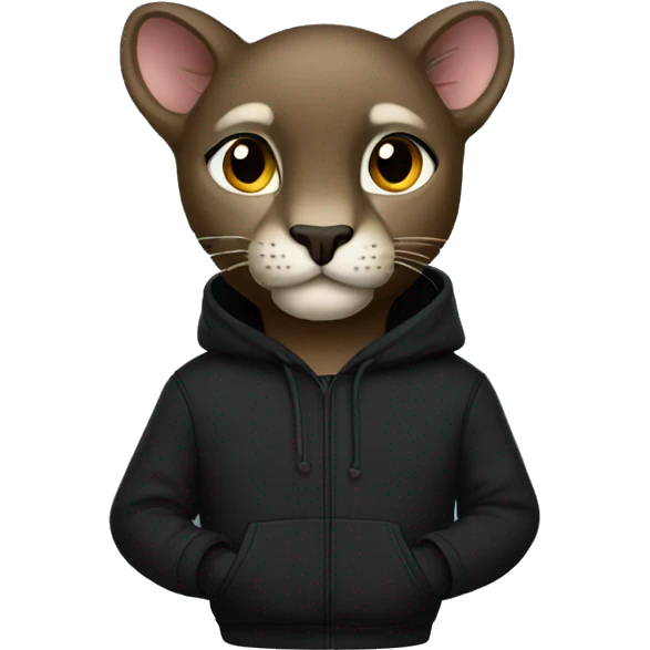 black puma wearing black hoodie emoji