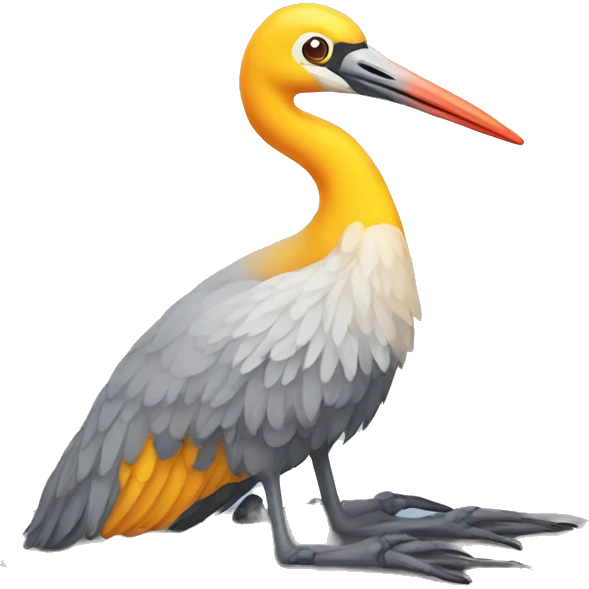 crane bird lying on floor emoji
