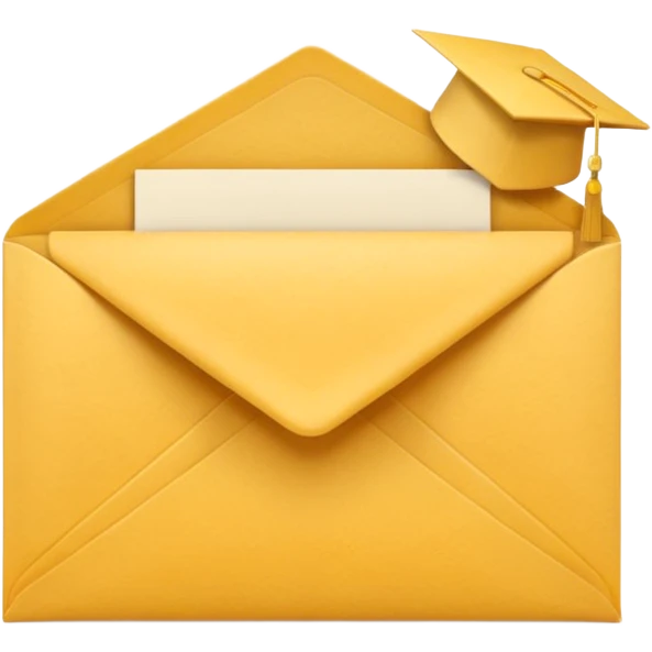 A simple emoji-style icon of a yellow manila envelope with subtle paper texture, clean edges, and a small graduation NUMBER  2017 group-photo icon on the front,  emoji