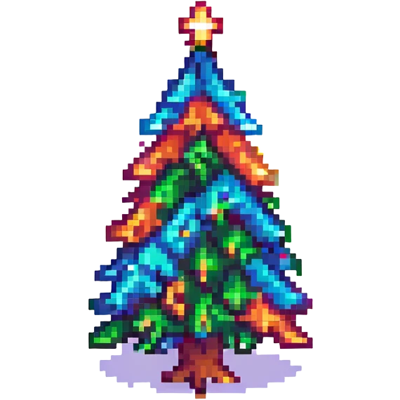 A Christmas tree with rainbow colors emoji