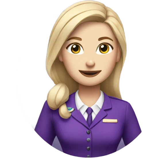 Blonde fair skin flight attendant in purple dress  emoji