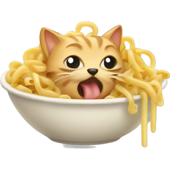 cat eating pasta emoji