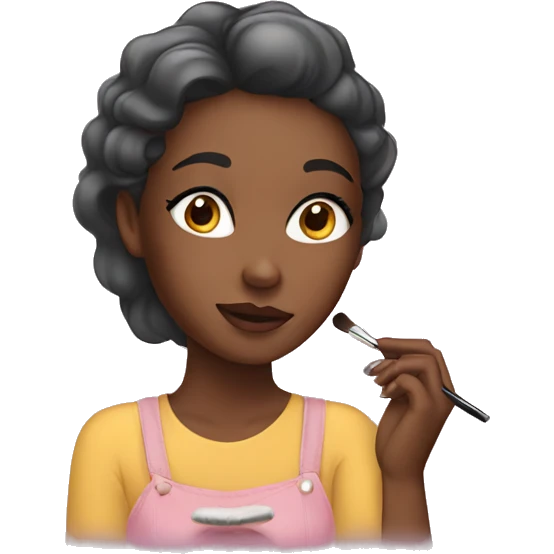 girl sitting and doing her makeup emoji