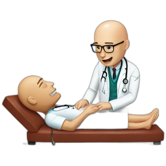 Johnny sins as a doctor healing a lying down Emily Willia emoji