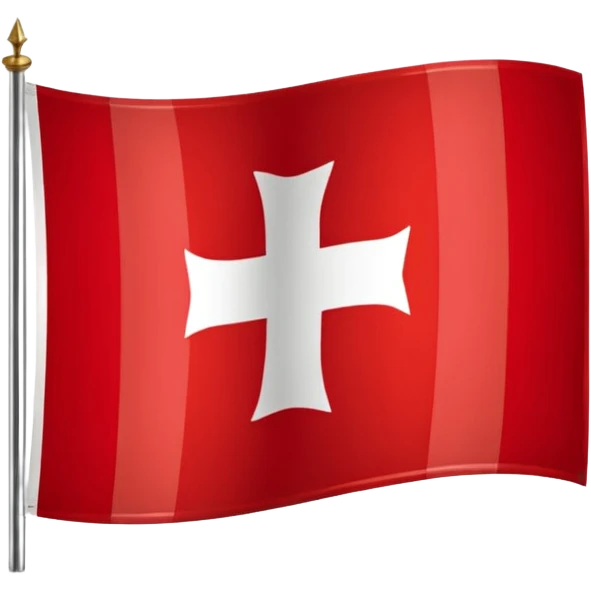 Apple iOS emoji style, drapeau savoyard, carré aux coins arrondis, fond rouge vif légèrement dégradé, croix blanche épaisse parfaitement centrée, rendu lisse et propre, léger effet glossy iOS, contraste élevé, design minimaliste, lisible en petite taille, fond transparent, haute résolution. emoji