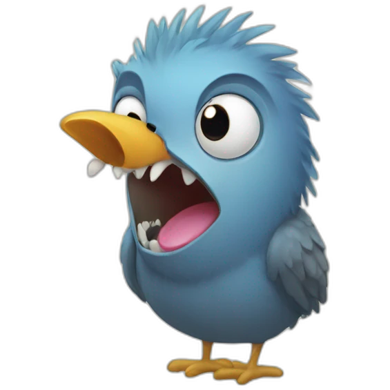 Bird with human teeth emoji