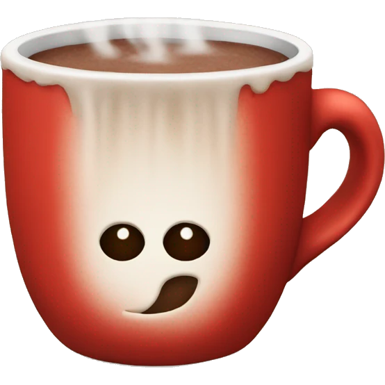 Red mug full of hot cocoa emoji