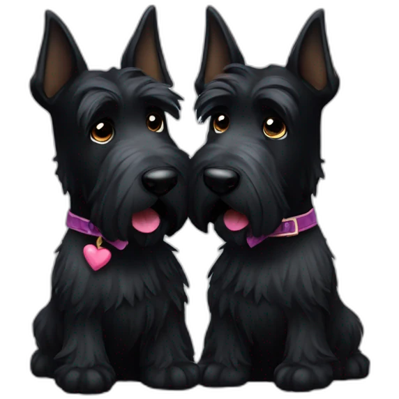 Two black Scottish terrier kissing emoji