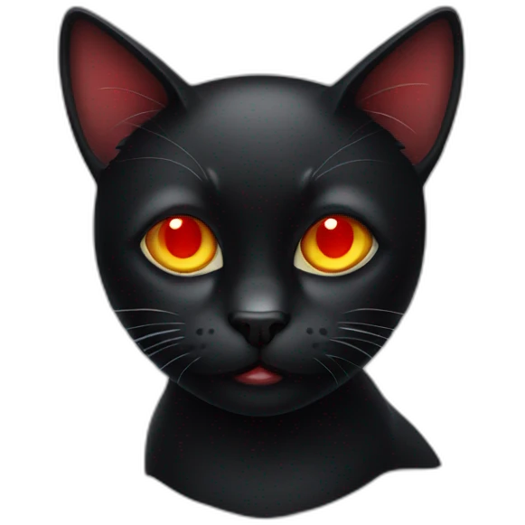 black cat with red eye emoji