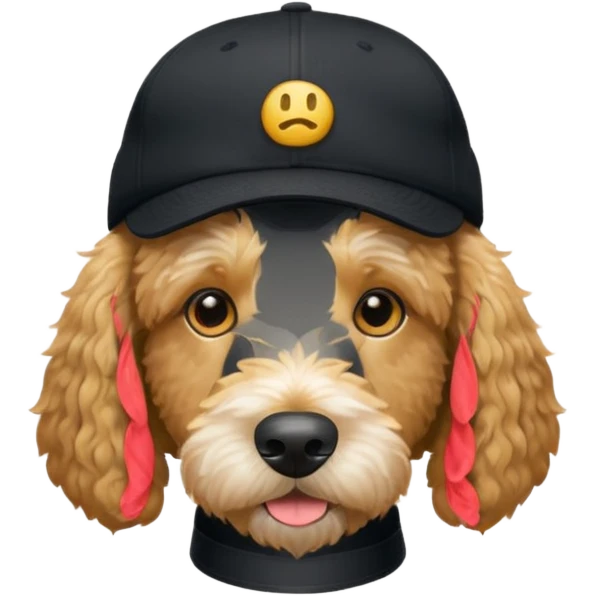 Golden doodle wearing a Nike hat black  emoji