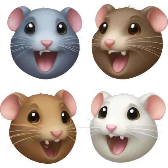 three differently colored rats talking emoji