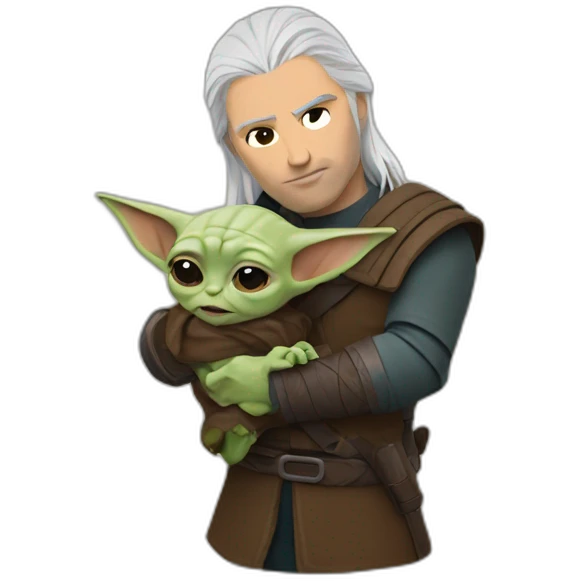 The witcher holding baby yoda emoji