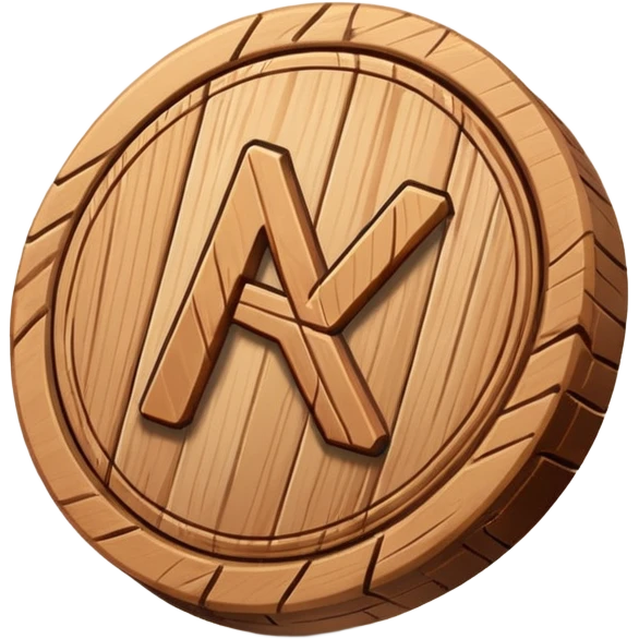 Wooden rune coin flipping emoji