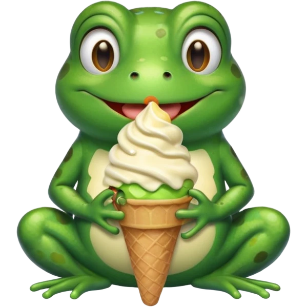 dondurma yiyen kurbağa emoji