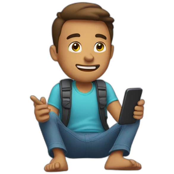 guy scrolling through phone emoji