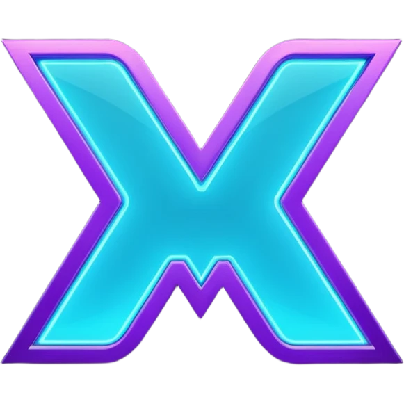 futuristic minimalistic emoji icon, letters "N" formed by 3 glowing digital lines representing Storm, Atom and NoizeGames, neon purple (#8B5CF6) and cyan (#00E0FF) on dark background, modern tech style, 1:1 aspect ratio emoji