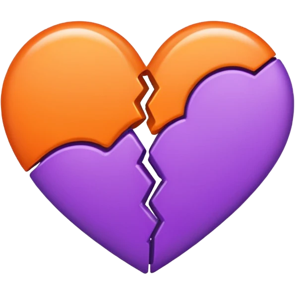 Heart with one side purple and one side orange emoji