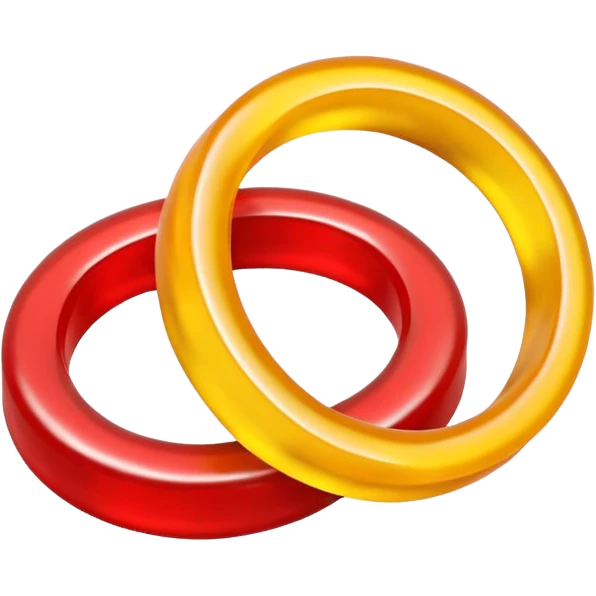 emoji de 2 gomitas en forma de aro una colo rojo y otra amarillo de gran grosor emoji
