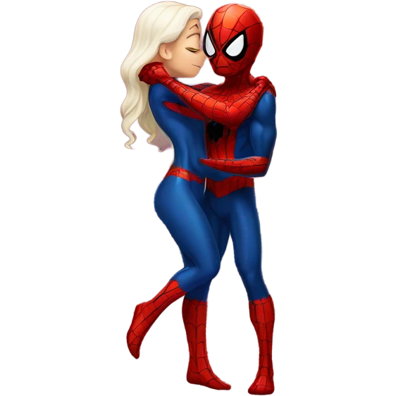 Spiderman kissing spiderwomen emoji