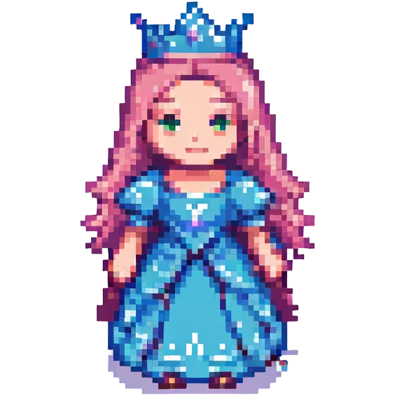 princess character, pixel art style emoji