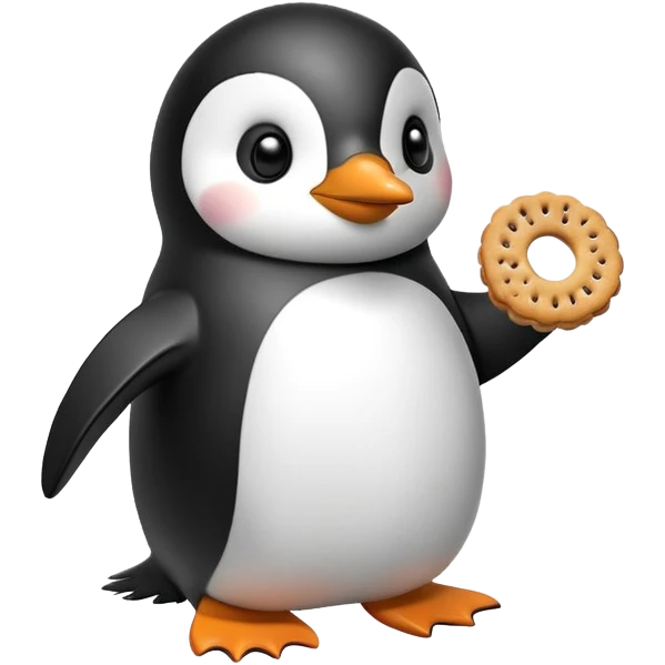 penguin eating penguin biscuits emoji
