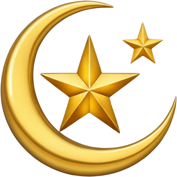 Star and Crescent emoji with black background and no face only star and crescent. emoji