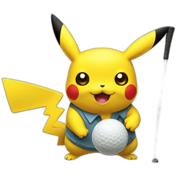 Pikachu playing golf emoji