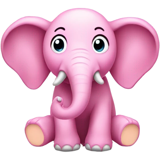 A pink elephant with a happy face emoji