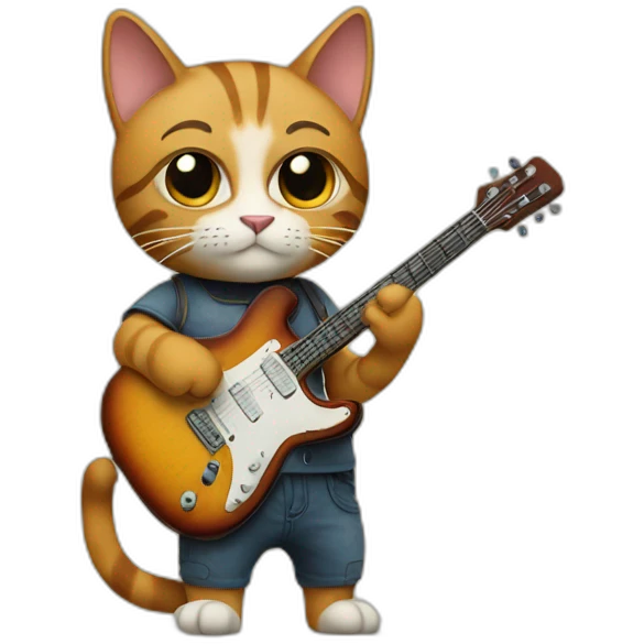 serious cat playing guitar emoji