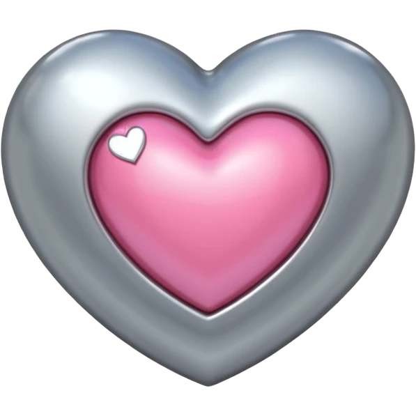 platinum heart with one mini pink heart inside of it  emoji