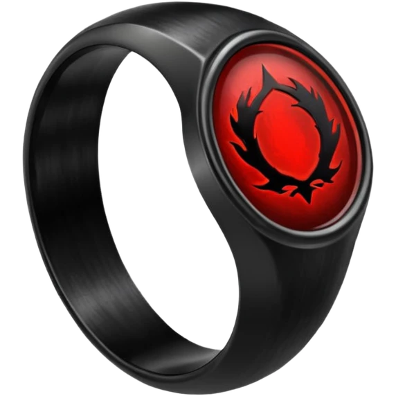 iOS sticker, dark fantasy ring, black metal, red inner glow, minimal emoji