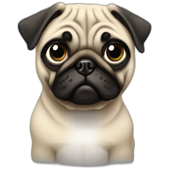 pug wearing a t-shirt emoji