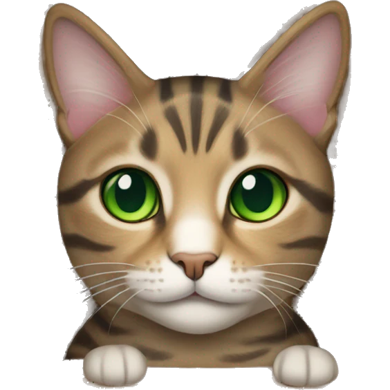 tabby cat with green eyes sitting in cardboard box emoji