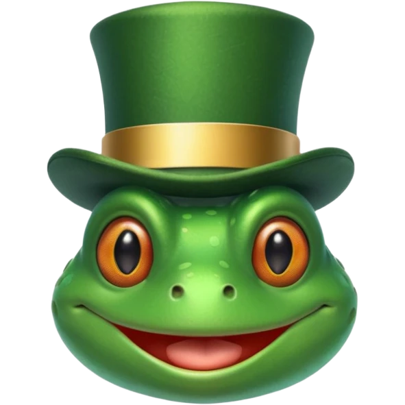 Frog in Green Top Hat – cheerful frog with shiny emerald top hat. emoji