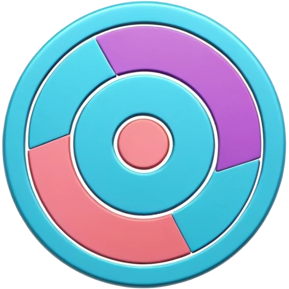 
One  Rotate 45 degree 3d credit coin color in in gradient of turquoise, blue, pink, purple, and coral emoji