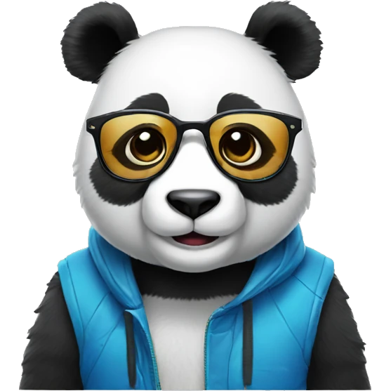 smiling blue panda designer with cool glasses emoji