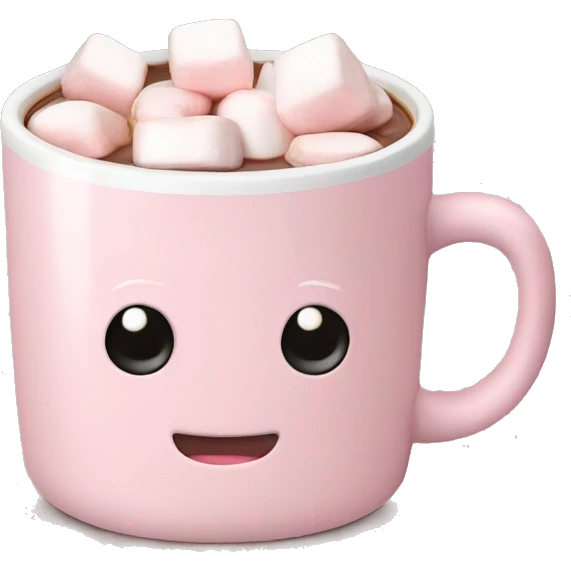 Light Pink mug of hot chocolate with marshmallows  emoji