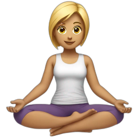 Working on a notbook with yoga clothes emoji